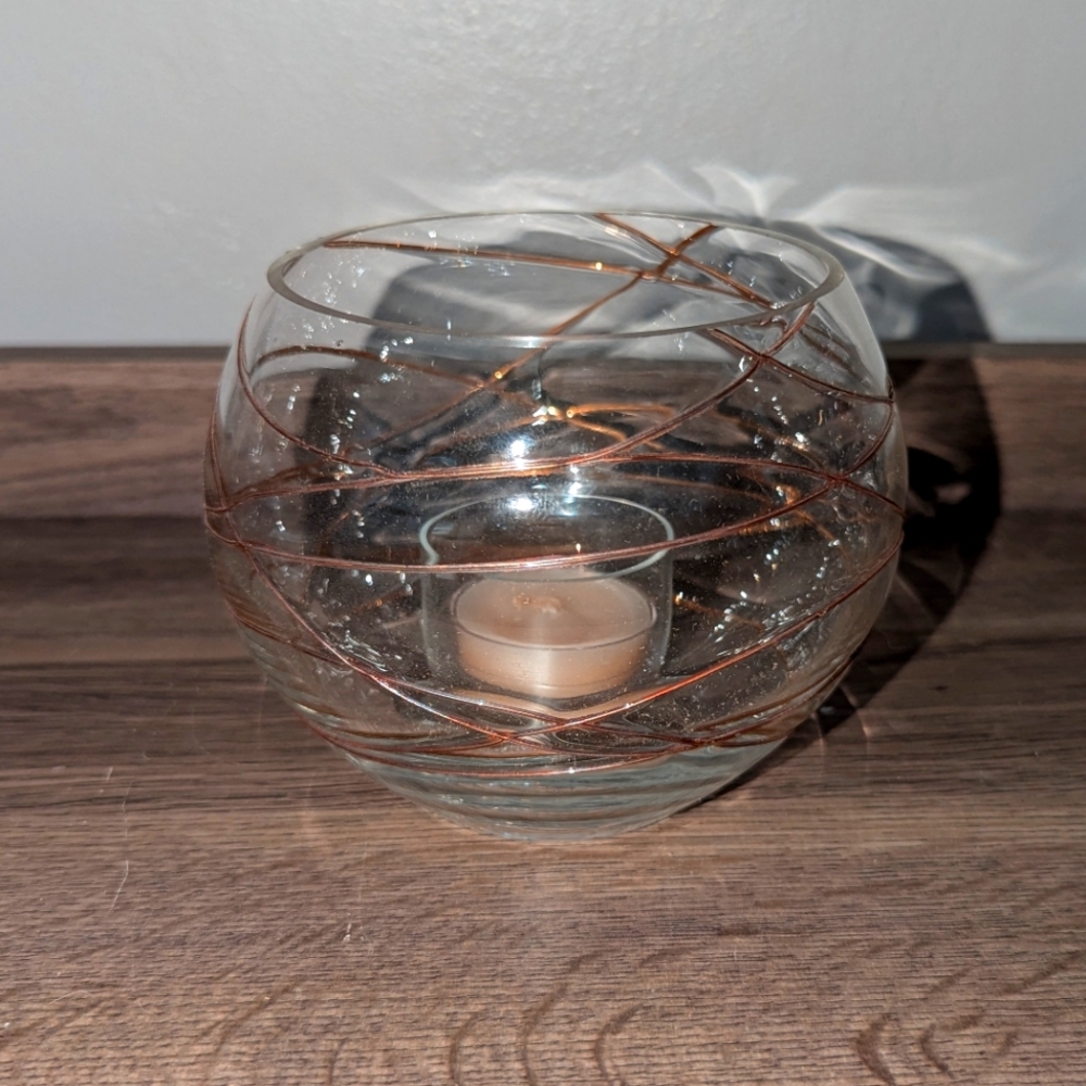 Partylite P7116 Calypso Gold Tealight Holder Glass 24k Gold Plating